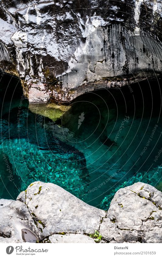 canyon Nature Landscape Water Canyon Brook Black Turquoise White Iceland Glacial melt Colour photo Exterior shot Deserted Copy Space middle Day Light Shadow