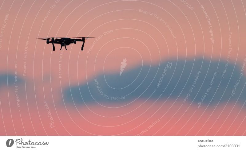 Drone flies over a colourful sunrise sky. Summer Sun Ocean Technology Nature Landscape Sky Clouds Aircraft Flying Pink Red Colour colorful Clear sky sunny