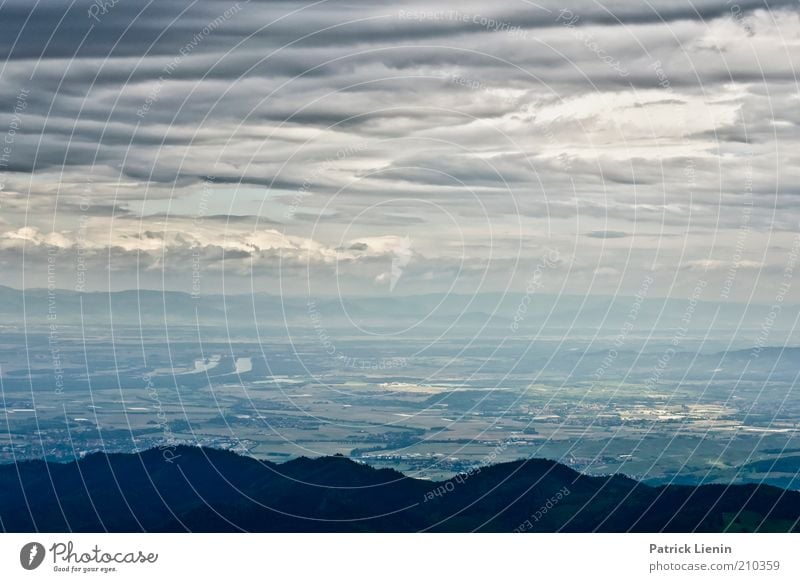 View over the Rhine Valley Environment Nature Landscape Elements Air Sky Clouds Storm clouds Climate Weather Bad weather Wind Hill Mountain Looking