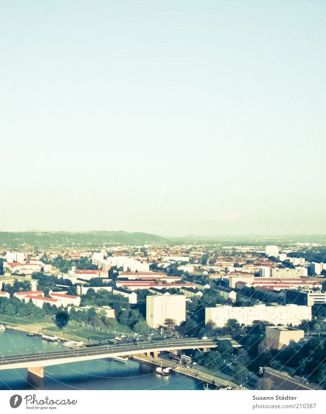 DD-South Landscape Town Skyline Populated House (Residential Structure) High-rise Street Rail transport Dresden Carola bridge Elbufer Elbe Bridge