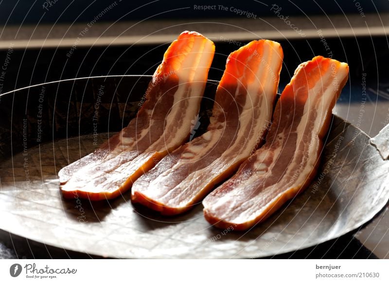 three stripes Bacon 3 Stripe Pan iron pan Iron Food Raw Meat Breakfast Black Fat Pork Nutrition Kitchen Ingredients pancetta Deserted Roast Frying