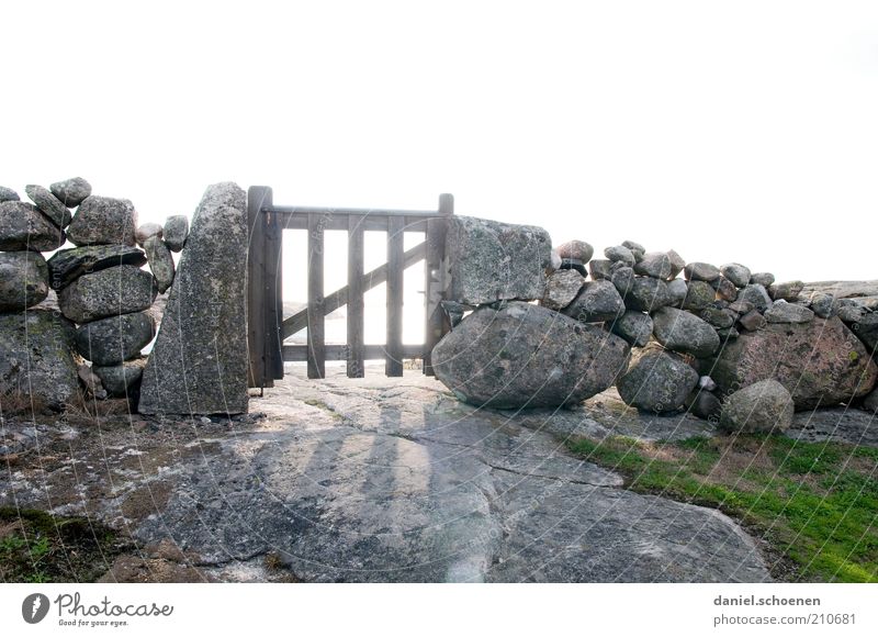 Garden törchen rustic Beautiful weather Stone Bright Future Wall (barrier) Border Gate Deserted Copy Space top Light Shadow Contrast Light (Natural Phenomenon)