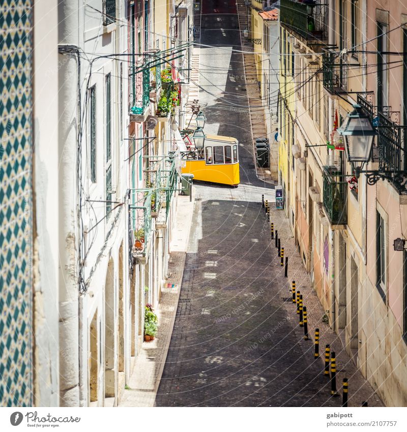 Lisbon Town Capital city Downtown Old town House (Residential Structure) Facade Traffic infrastructure Street Lanes & trails Road junction Vehicle Tram