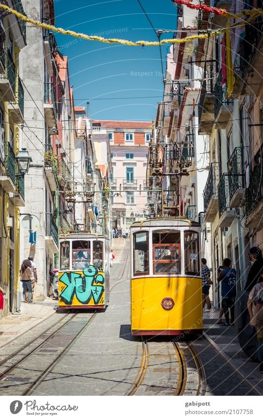 Lisbon - typical postcard motif Capital city Downtown Old town Pedestrian precinct House (Residential Structure) Tourist Attraction Transport Means of transport