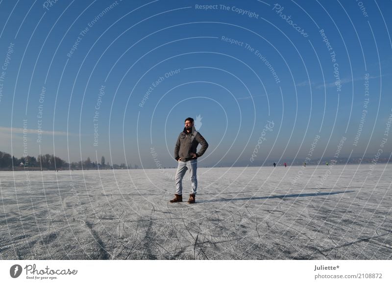 Men on ICE Masculine Young man Youth (Young adults) Man Adults 1 Human being 30 - 45 years Nature Sky Cloudless sky Winter Beautiful weather Ice Frost Island