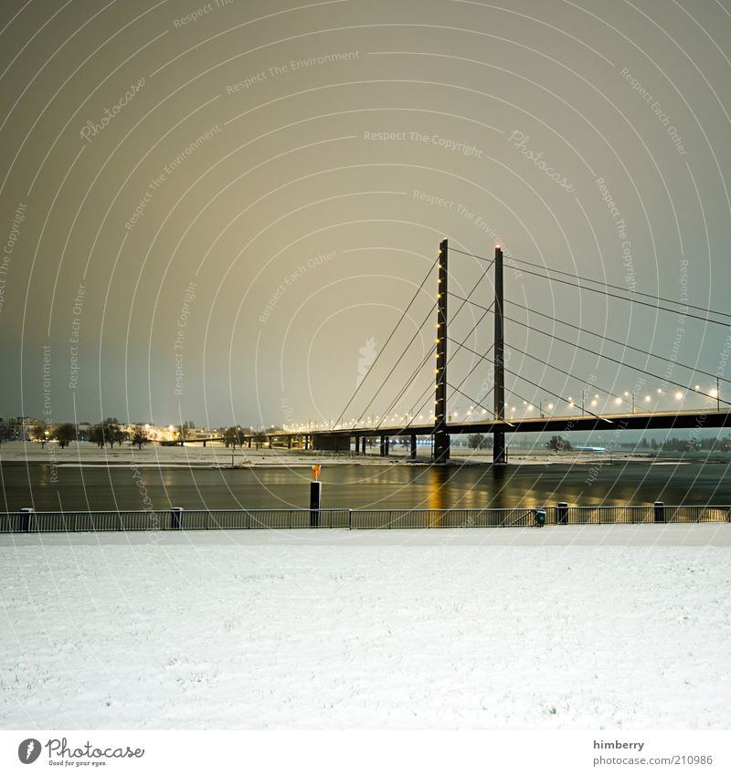 frozen street view Nature Winter Ice Frost Snow Duesseldorf Germany Town Capital city Bridge Manmade structures Building Architecture Transport