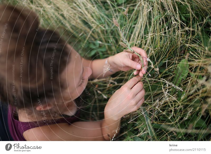 summer day Well-being Contentment Freedom Summer Feminine Young woman Youth (Young adults) 1 Human being 18 - 30 years Adults 30 - 45 years Meadow Brunette