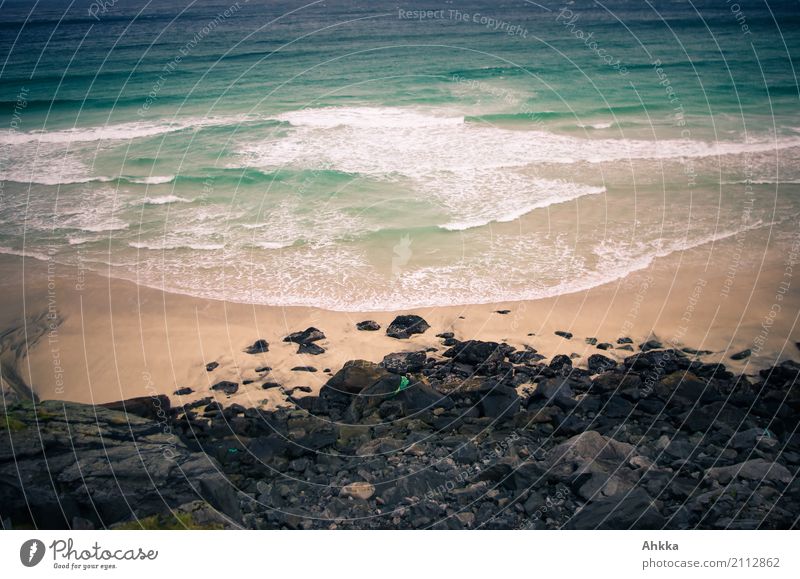 North Sea Nature Elements Sand Water Rock Waves Coast Ocean Arctic Ocean Norway Authentic Threat Dark Cold Maritime Loneliness Background picture Colour photo