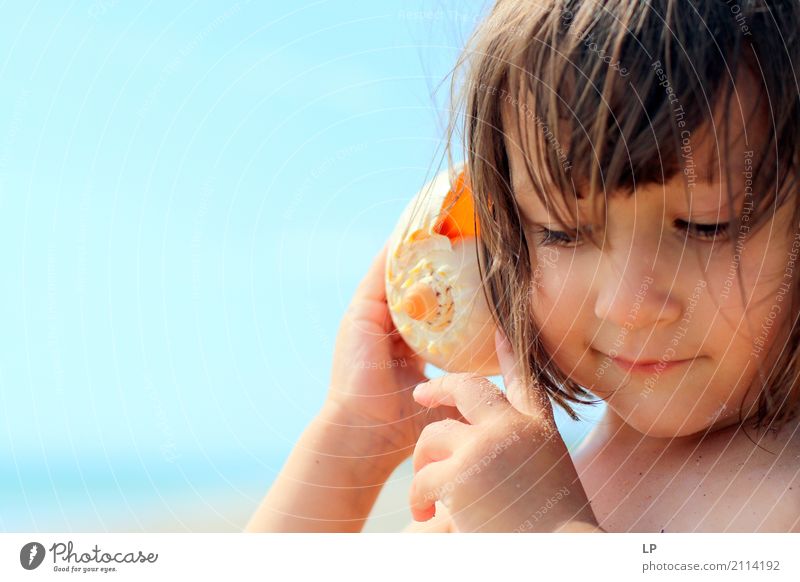 I am listening Wellness Life Harmonious Well-being Contentment Senses Relaxation Calm Meditation Children's game Summer vacation Sun Sunbathing Beach Ocean