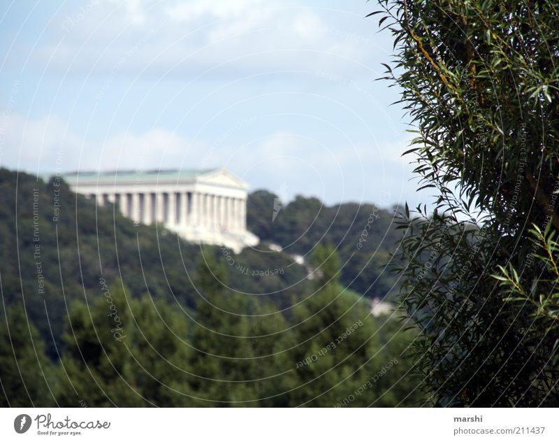 hall of fame Nature Plant Spring Summer Manmade structures Architecture Tourist Attraction Landmark Monument Green Walhalla Regensburg Danubetauf Hall Sky