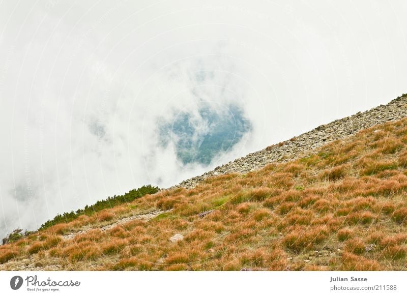 Oblique with hole Environment Nature Landscape Plant Elements Earth Air Sky Clouds Summer Mountain Peak Wanderlust Czech Republic Giant Mountains Hollow