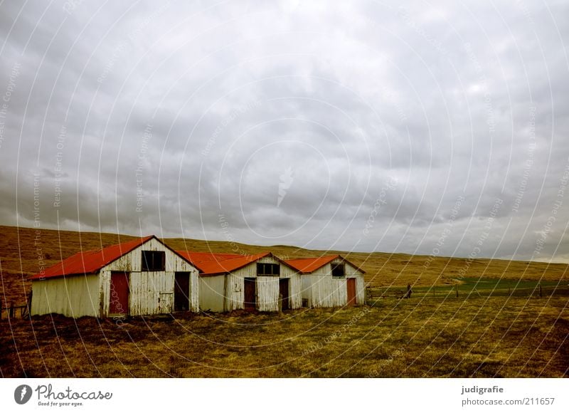 Iceland Environment Nature Landscape Sky Clouds Climate Meadow House (Residential Structure) Hut Building Threat Dark Uniqueness Natural Moody