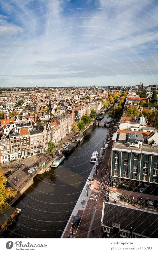 Amsterdam canals XII Wide angle Central perspective Deep depth of field Sunbeam Reflection Contrast Shadow Light Day Copy Space middle Copy Space right