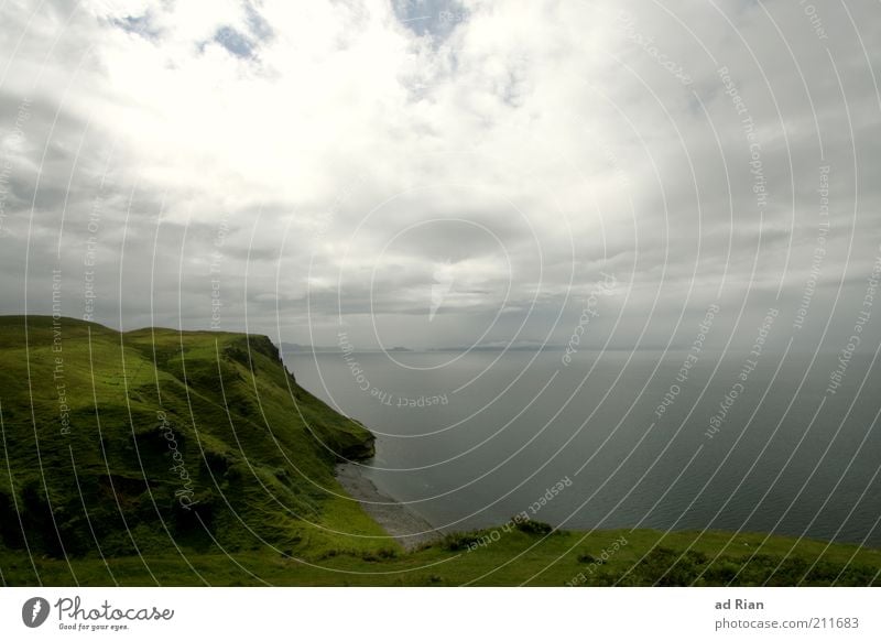 Isle of Skye Clouds Hill Coast Ocean Glittering Colour photo Green space Clouds in the sky Natural Raincloud Bay Sunlight Deserted