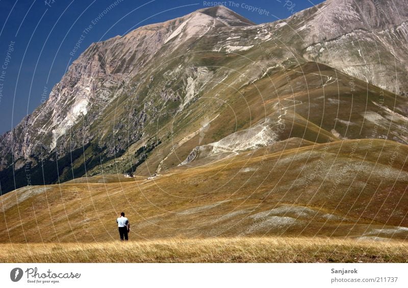 el3mentar Human being Masculine 1 Nature Landscape Grass Hill Rock Alps Mountain Peak Italy Discover Relaxation Vacation & Travel Stand Hiking Simple Fantastic