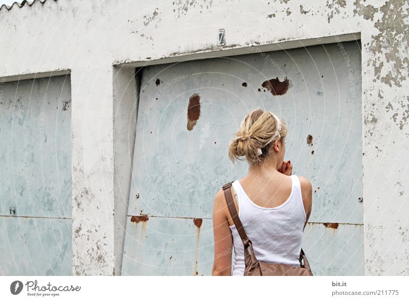 Bonjour Alsace Human being Feminine Young woman Youth (Young adults) hut Manmade structures Wall (barrier) Wall (building) Facade Accessory Blonde Concrete