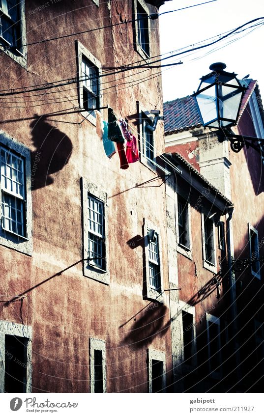 when the shadows get longer Beautiful weather Lisbon Old town House (Residential Structure) Wall (barrier) Wall (building) Facade Window Free Friendliness