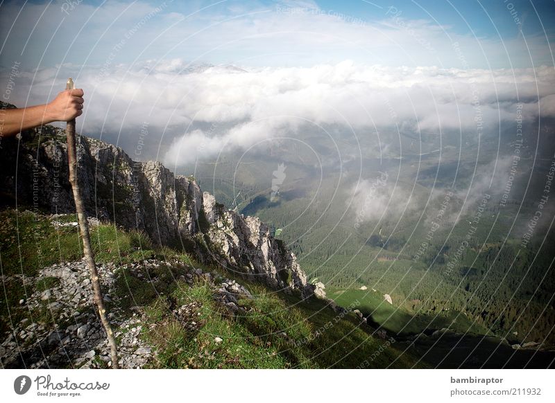 On the roof of the ... Mountain Hiking Arm Nature Landscape Sky Clouds Rock Alps Peak Relaxation Far-off places Looking Vantage point Infinity Colour photo