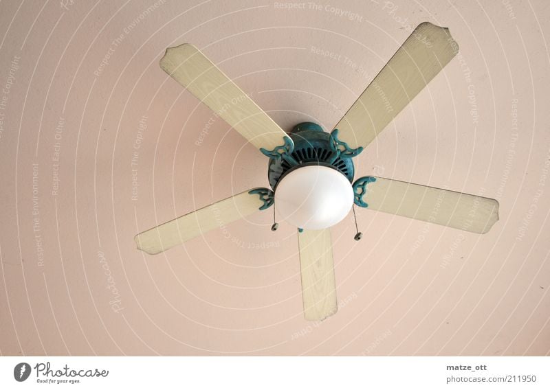 Nostalgia wind from the ceiling with light Decoration Lamp Fan Skylight Air Climate Wind Rotate Old Design Wood Colour photo Interior shot Deserted