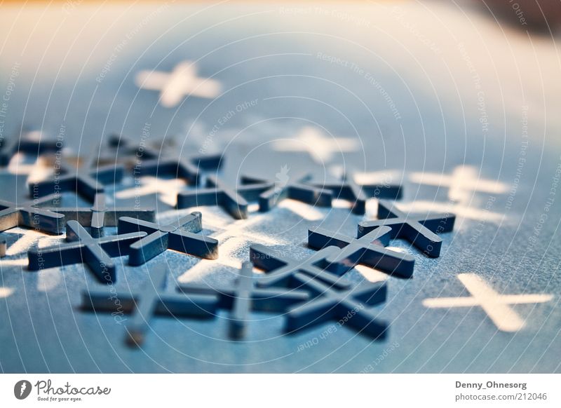 blue crosses Decoration Plastic Sign Sharp-edged Simple Blue Chaos Colour Symmetry Colour photo Close-up Copy Space top Shallow depth of field Crucifix Dye