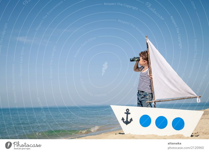 little boy standing on the beach Lifestyle Joy Happy Relaxation Leisure and hobbies Playing Vacation & Travel Trip Adventure Freedom Cruise Summer Sun Beach