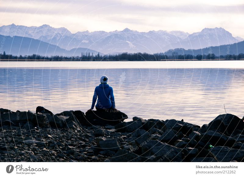 ..and the world stands still... Harmonious Well-being Contentment Relaxation Calm Meditation Winter Mountain Hiking Woman Adults 1 Human being Beautiful weather