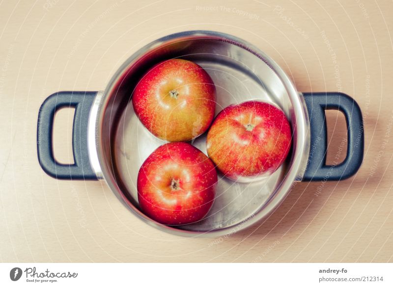 Apples to cook. Healthy Metal Round Brown Red Silver Pot Healthy Eating Cooking Mature Delicious Vegetarian diet Vegan diet Vitamin-rich Fruity Door handle