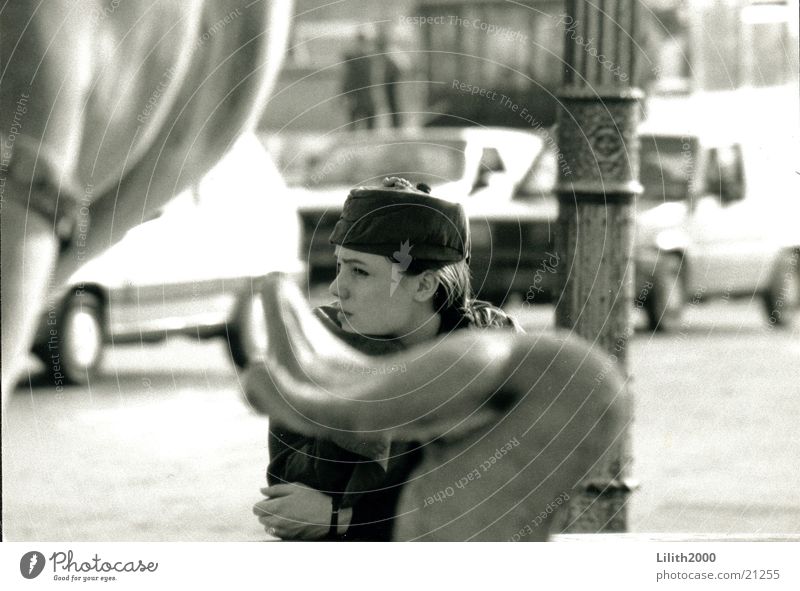 Paris Girl Woman Well Hat Black & white photo