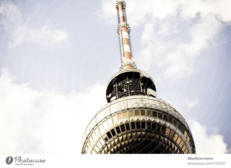 360 Berlin TV Tower Downtown Berlin Germany Europe Tourist Attraction Landmark Television tower Sky Clouds Alexanderplatz Point Colour photo Exterior shot