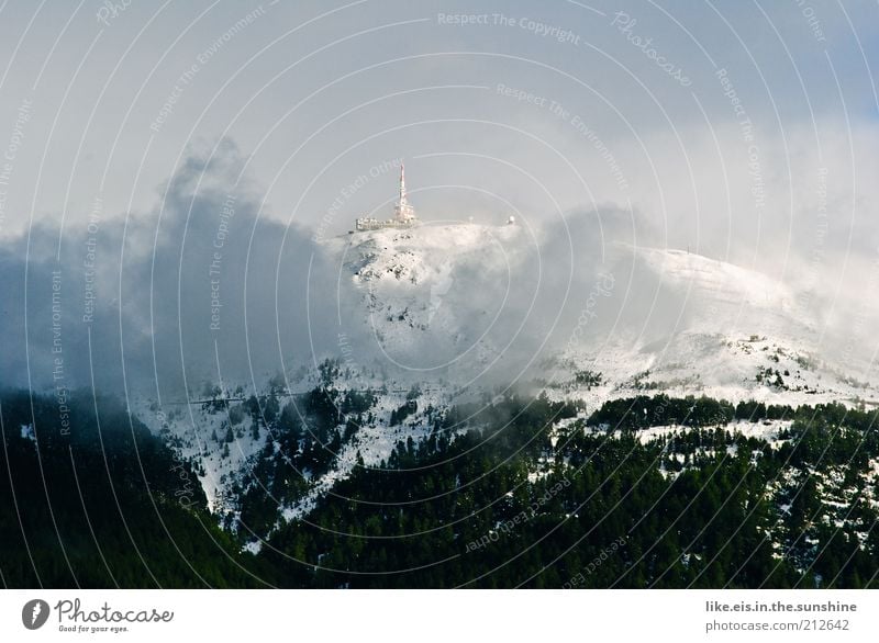 Fresh snow in August(!) Landscape Sky Clouds Summer Climate Climate change Weather Beautiful weather Alps Mountain Patscherkofel Peak Snowcapped peak Innsbruck