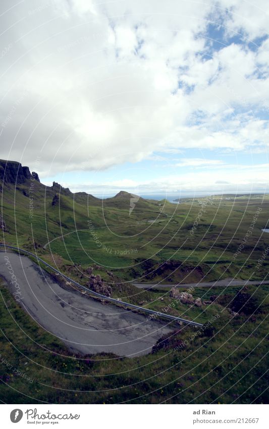 road section Landscape Clouds Horizon Hill Rock Colour photo Far-off places Pasture Sky Deserted Gloomy Nature