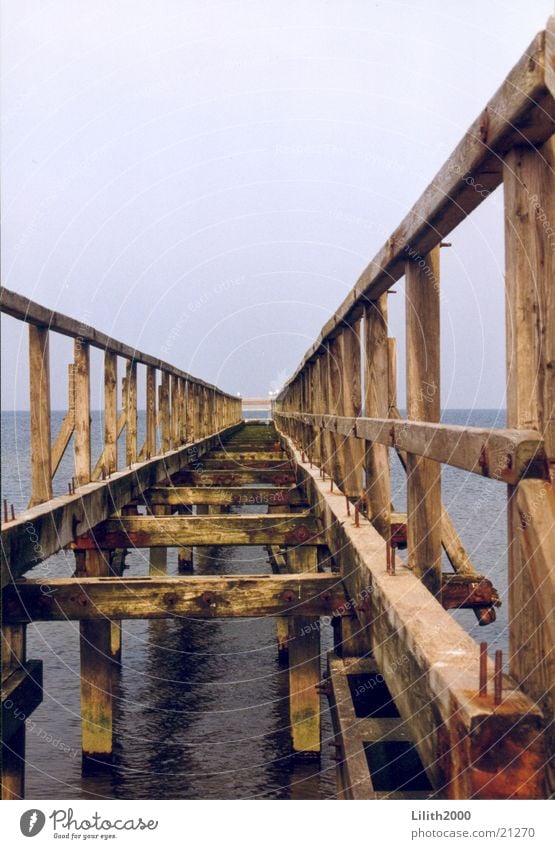 Way to the horizon Ocean Beach Wood Horizon Footbridge Baltic Sea Water