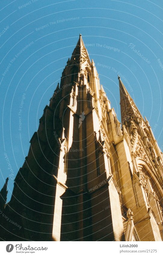 Church in New York City St. Patrick's cathedral Manhattan House of worship Religion and faith Upward Skyward Bright background Isolated Image Church spire