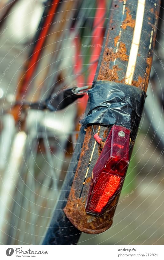 veteran Bicycle Collector's item Metal String Old Brown Red Black Destruction Bicycle tyre Rear light Guard Broken Wheel broken wheel Transience Rust Past