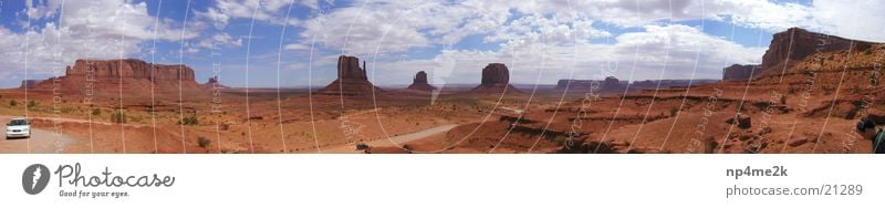 Monumet Valley USA Wide angle Clouds Red stones Mountain Monument Valley Sky