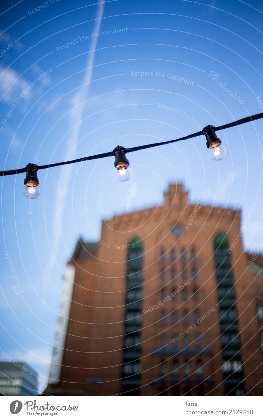 warehouse district Sky Beautiful weather Port City House (Residential Structure) storehouse city Stone Brick Sharp-edged Historic Fairy lights Upward