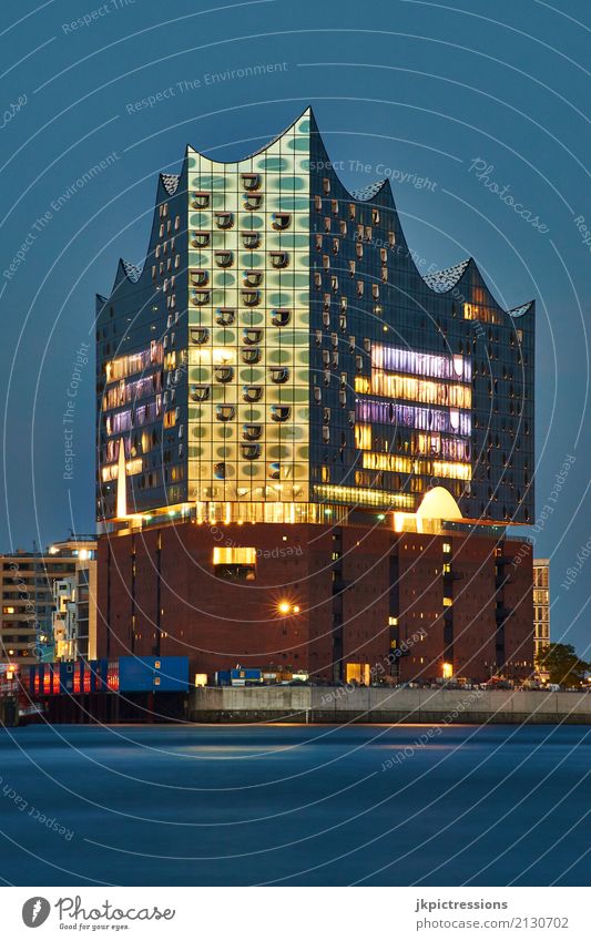 Elbe Philharmonic Hall Elegant Summer Sun Music Media industry Architecture Concert Opera house Hamburg Germany Europe Town Port City Skyline