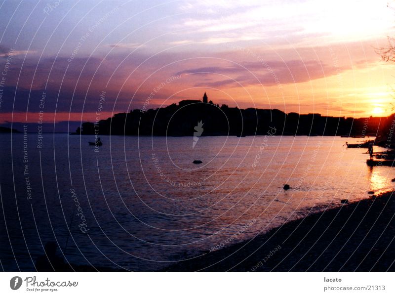 dark seaside Ocean Sunset Croatia Town Dusk Sky