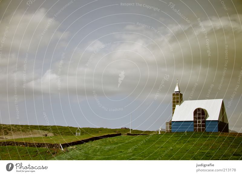 Iceland Environment Nature Sky Clouds Church Manmade structures Building Architecture Dark Uniqueness Moody Belief Religion and faith Hope Colour photo