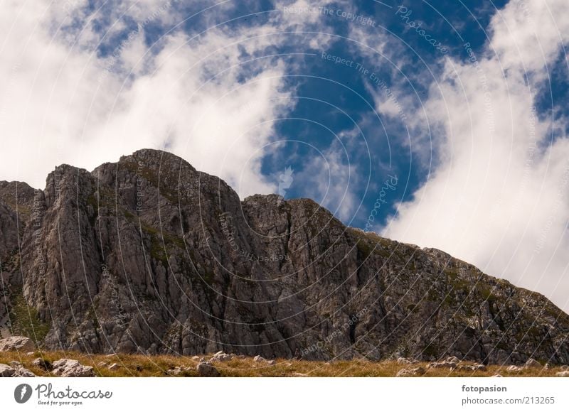 landscape with sky, clouds and rocks Nature Landscape Elements Air Sky Cloudless sky Clouds Sun Weather Beautiful weather Lightning Plant Grass Rock Mountain