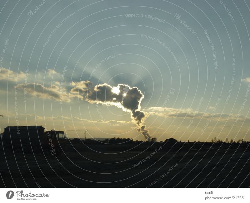 Sun behind cooling water clouds Clouds Twilight Sunset Sky Lighting Evening Nuclear Power Plant Landscape