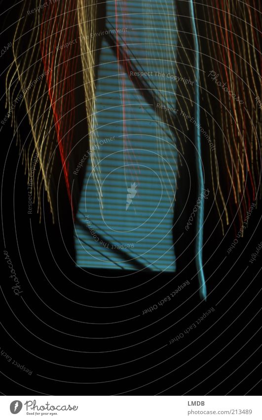 Staircase with railing and curtain Stairs Black Blue Red Gold Striped Go up celestial staircase Sky Ascending Rising Undulation Wavy line Heavenly Light