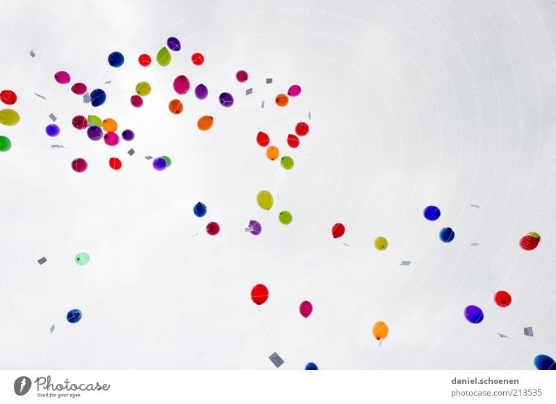 yeppee - finally the holiday is over !!!???! Feasts & Celebrations Air Sky Balloon Blue Multicoloured Yellow Green Violet Pink Red Happiness Happy Flying