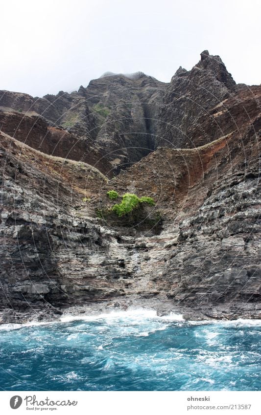 Na Pali Coast Landscape Elements Earth Water Sky Rock Waves Bay Ocean Pacific Ocean Island Kauai Wild Power Primordial Rocky coastline Colour photo