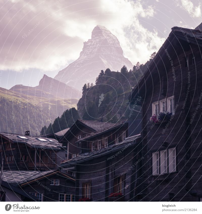 Matterhorn I Mountaineering Climbing Alps Peak Zermatt Switzerland Europe Village Brown Green Self-confident Success Brave Determination Colour photo