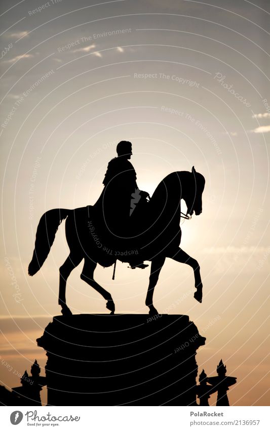 #A# Shadow Man Art Esthetic Rider Horseman's Festival Equestrian statue Town Statue Dresden Silhouette Black Monument Colour photo Subdued colour Exterior shot