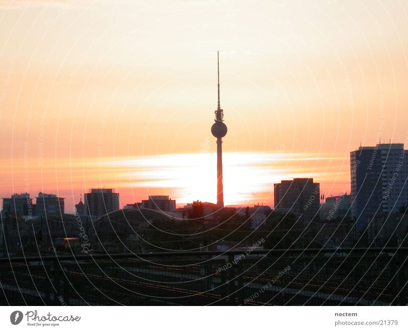 Berlin Sunset Kreuzberg Town Europe Berlin TV Tower Evening