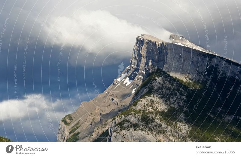 it's windy at the top Nature Landscape Air Sky Clouds Weather Wind Rock Mountain Peak Wild Steep Steep face Stone Canada National Park Banff National Park