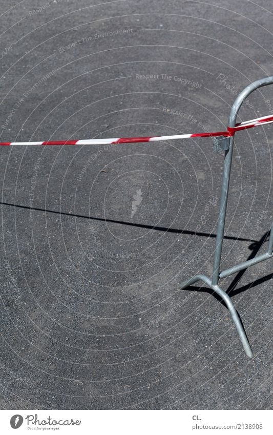 cordon Construction site Traffic infrastructure Street Lanes & trails Barrier Protective Grating Gray Red White Bans Colour photo Exterior shot Deserted