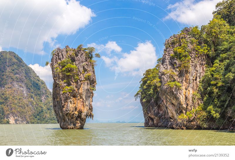 Slate rock Khao Phing Kan island in Thailand Exotic Relaxation Vacation & Travel Tourism Summer Sun Ocean Island Water Bay Blue Idyll Slate Rock Lagoon Ko Tapu